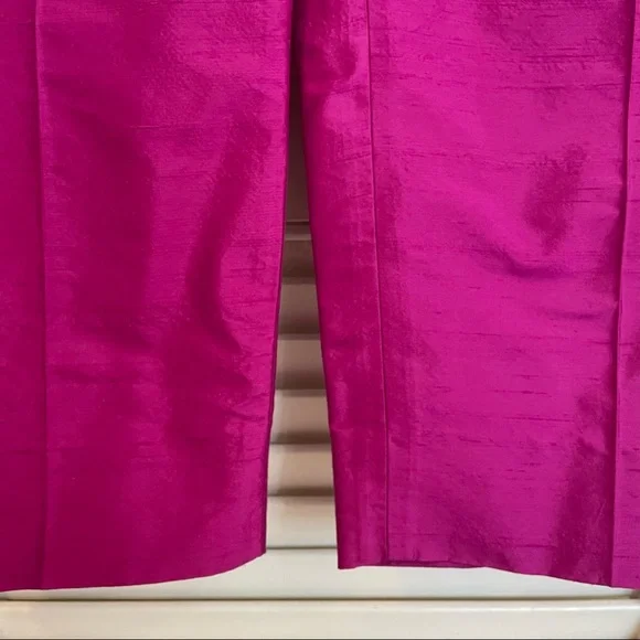 SOLD :: Vintage 90s Fuchsia Silk Trousers - Picture 2 of 4